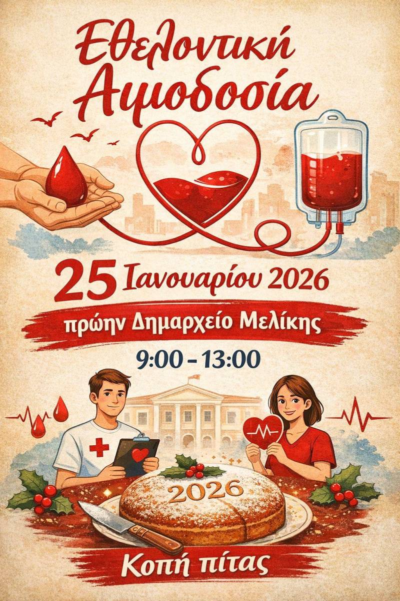 Εθελοντική Αιμοδοσία και Κοπή Πίτας στη Μελίκη