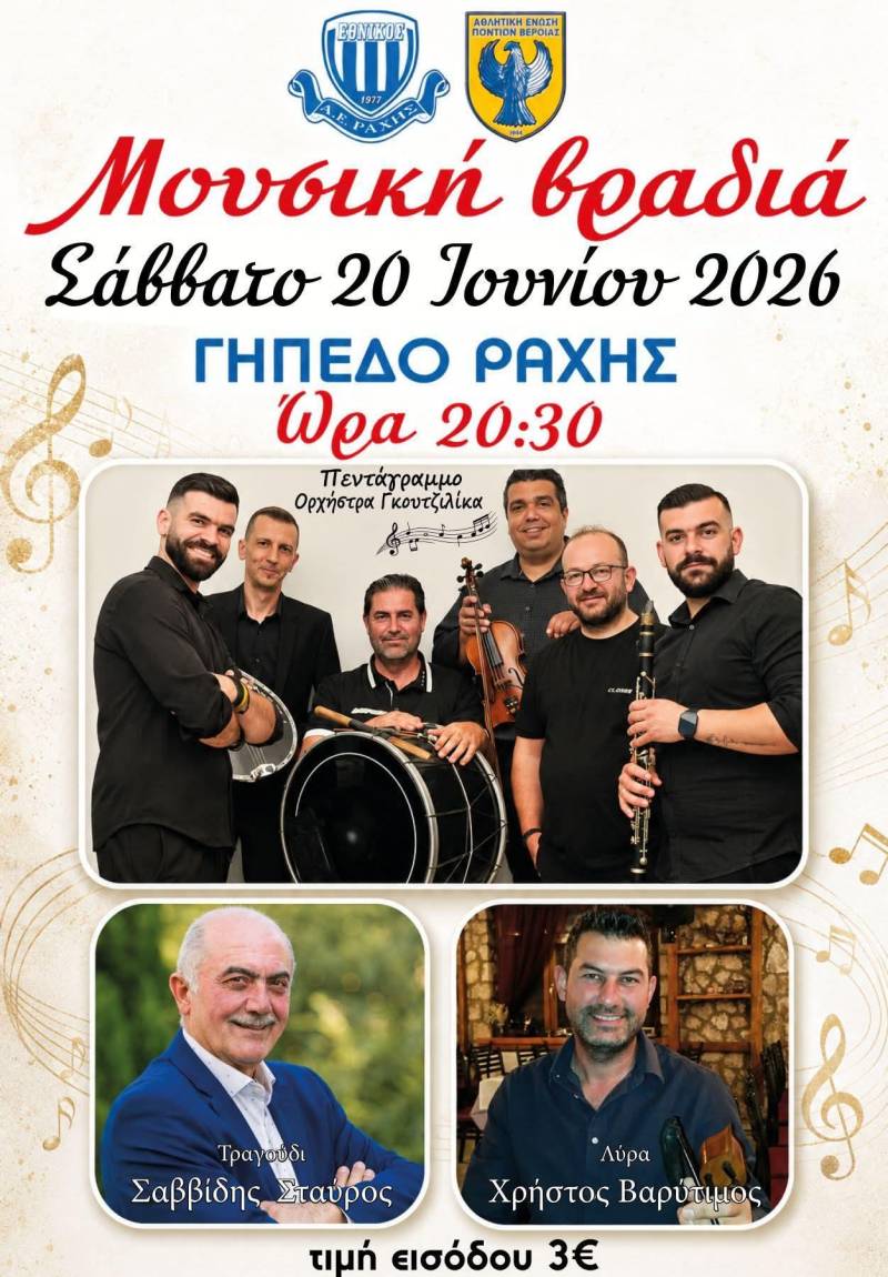 ΑΕΠ Βέροιας και Εθνικός Ράχης δίνουν ξανά ραντεβού με τον κόσμο σε μια μεγάλη μουσική βραδιά