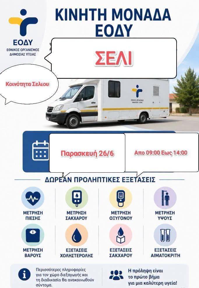 Δράση προληπτικών ιατρικών εξετάσεων στο Σέλι