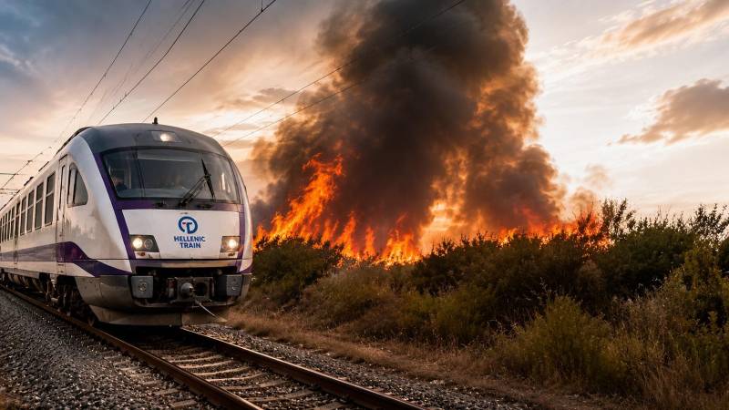 Φωτιά κοντά στη σιδηροδρομική γραμμή προκάλεσε διακοπή της κυκλοφορίας