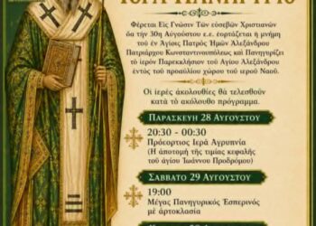 Πανήγυρη στο Ιερό Παρεκκλήσιο Αγίου Αλεξάνδρου