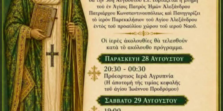 Πανήγυρη στο Ιερό Παρεκκλήσιο Αγίου Αλεξάνδρου