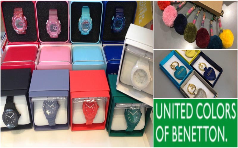Ρολόγια και μπρελόκ Benetton σε ποικιλία χρωμάτων και σχεδίων