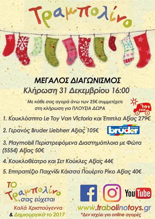 Οι νικητές του μεγάλου διαγωνισμού του καταστήματος παιχνιδιών ΤΡΑΜΠΟΛΙΝΟ
