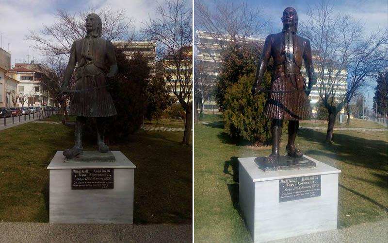 Συντήρηση του αγάλματος του Καρατάσου στην Βέροια