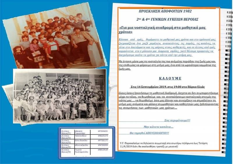 Συνάντηση αποφοίτων 1982 των 2ου και 4ου Λυκείου Βέροιας
