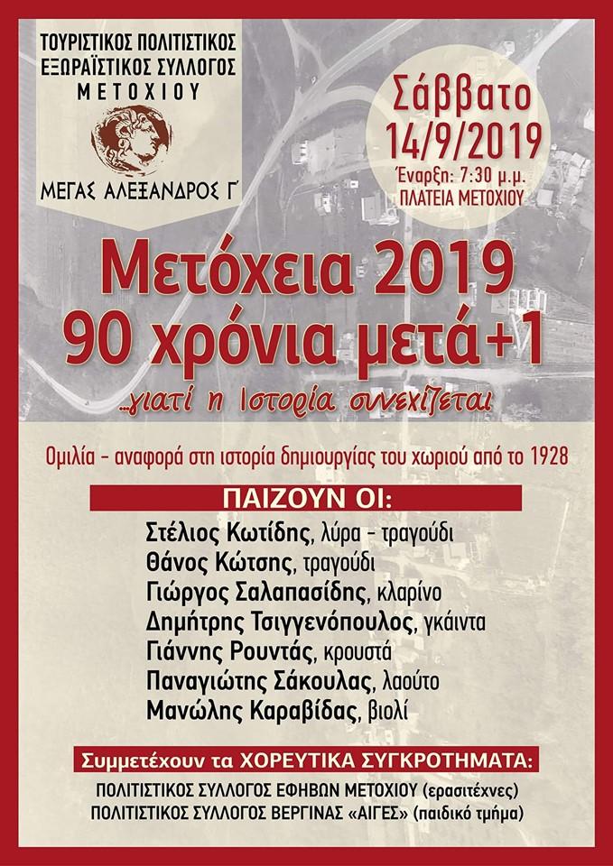 Μετόχεια 2019, 90 χρόνια μετά+1: Εκδήλωση στο Μετόχι