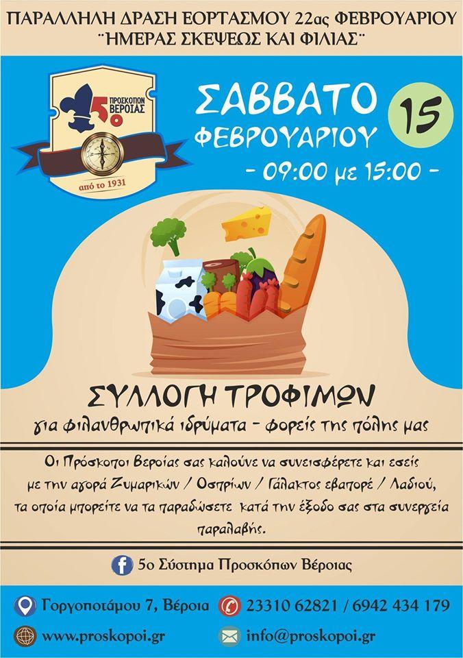 Ετήσια συγκέντρωση τροφίμων από το 5ο Σύστημα Προσκόπων Βέροιας