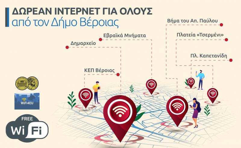 Δίκτυο δωρεάν WiFi σε πέντε σημεία ενδιαφέροντος στην Βέροια