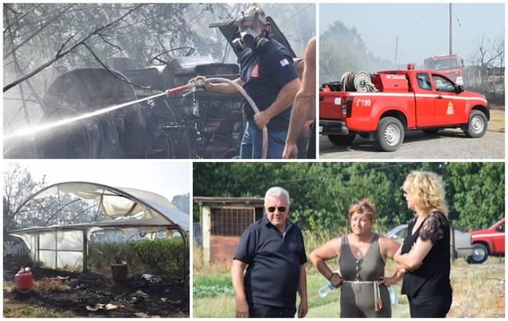 Μεγάλη φωτιά απείλησε σπίτια και θερμοκήπια στην Πρασινάδα