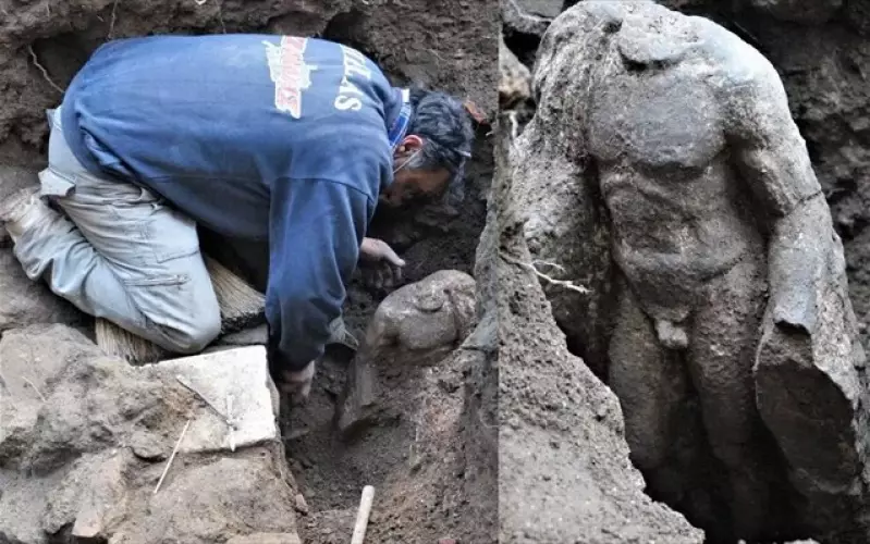 Άγαλμα των αυτοκρατορικών χρόνων αποκαλύφθηκε σε σωστική ανασκαφή στο κέντρο της Βέροιας
