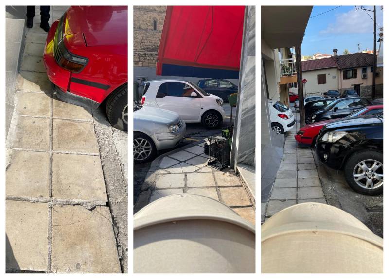 Βέροια: Αυτοκίνητα εμποδίζουν την διέλευση πεζών στην οδό Καστανιάς