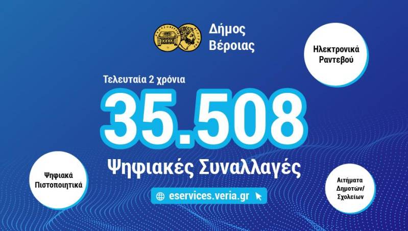 Δήμος Βέροιας: 35.508 ηλεκτρονικές εξυπηρετήσεις πολιτών