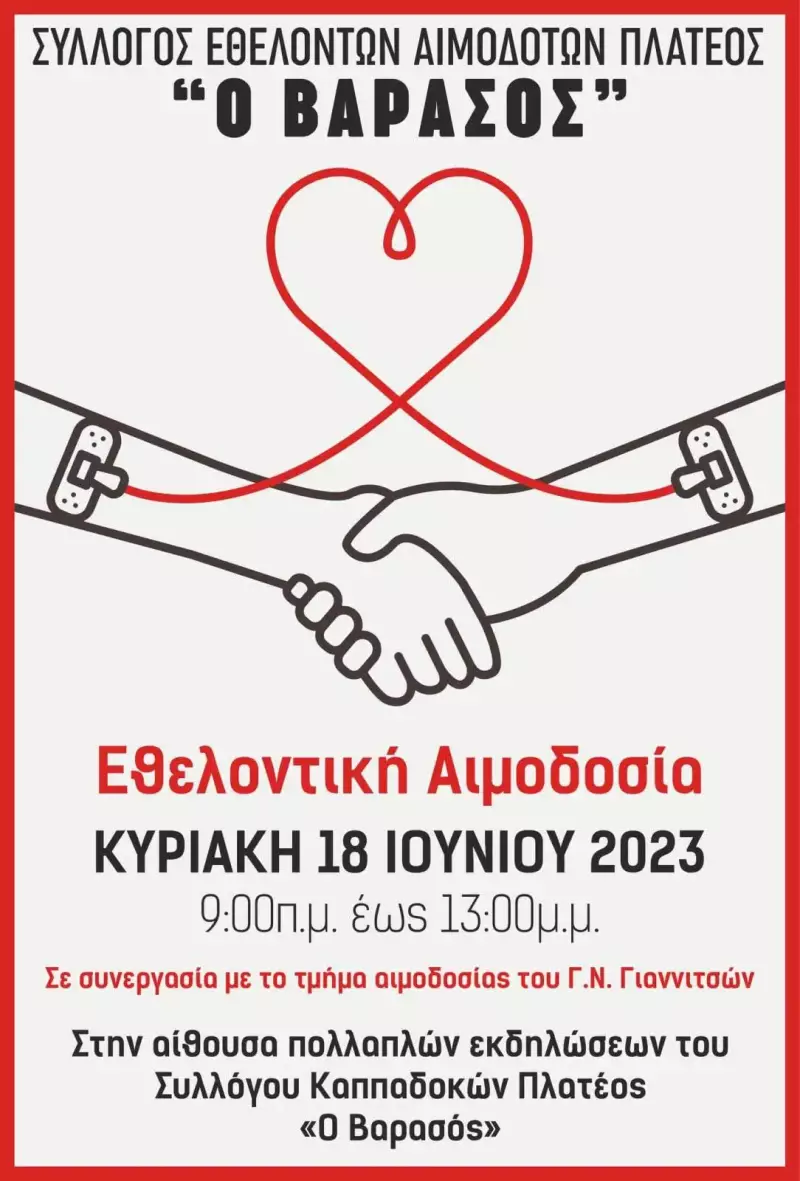 Εθελοντική αιμοδοσία στο Πλατύ