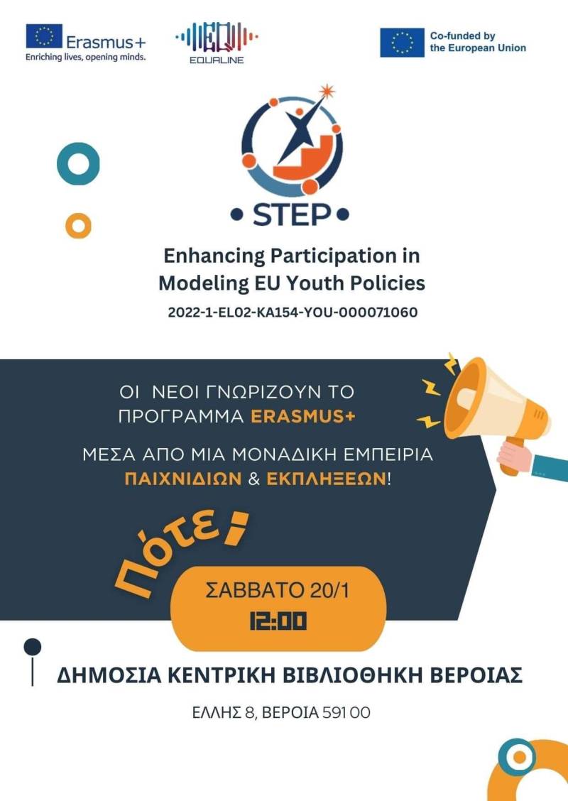 “Erasmus+ και νέοι”: Ενημερωτική ημερίδα στη Δημόσια Βιβλιοθήκη Βέροιας
