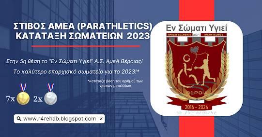 Πίνακας Κατάταξης Σωματείων Στίβου ΑμεΑ: Στην πέμπτη θέση το “Εν Σώματι Υγιεί” Βέροιας