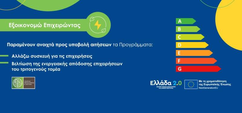 Συνεχίζεται η υποβολή αιτήσεων για τα προγράμματα της δράσης “Εξοικονομώ Επιχειρώντας”