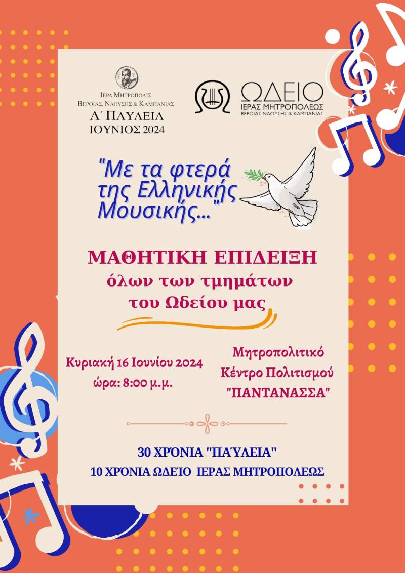 Μαθητική επίδειξη των τμημάτων του Ωδείου της Μητρόπολης στη Νάουσα