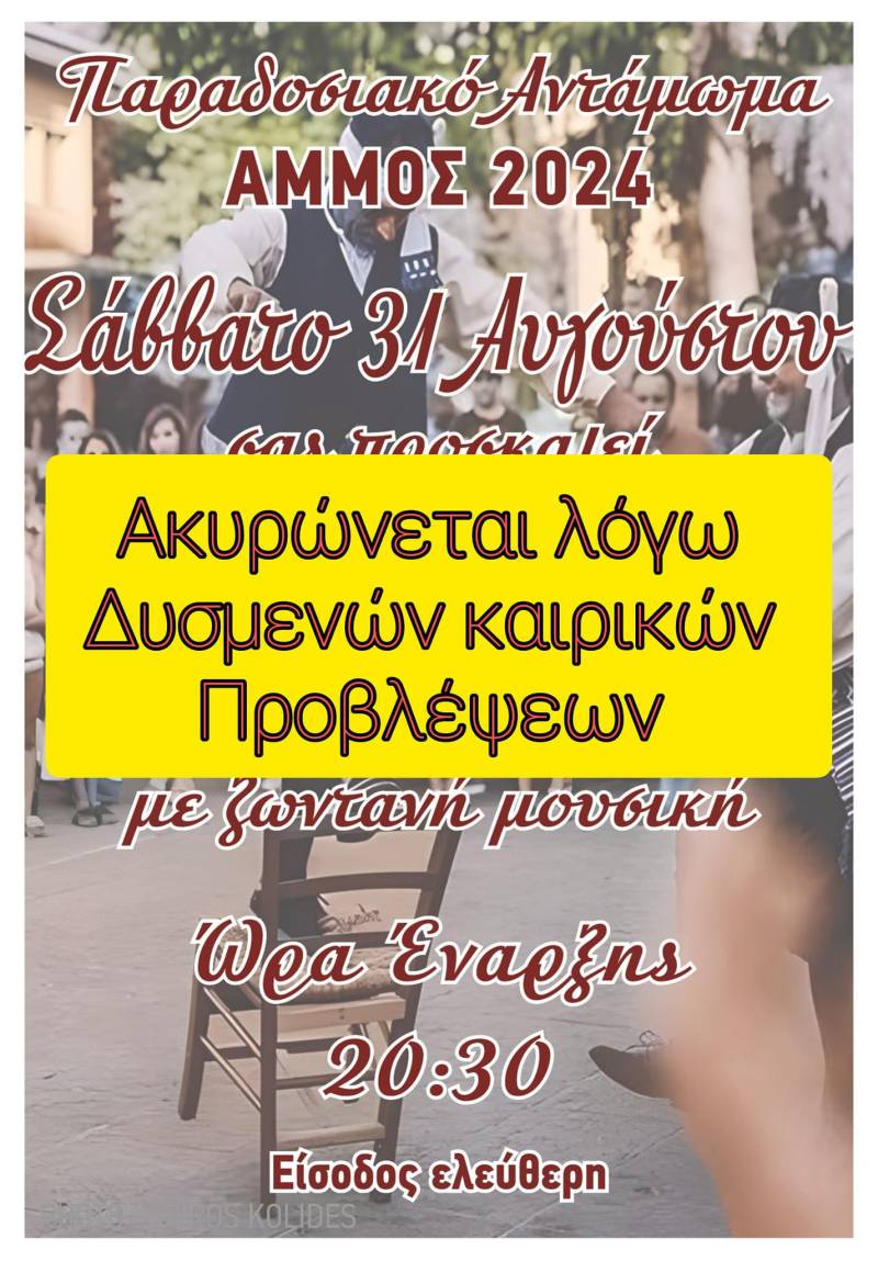 Ματαιώθηκε το αντάμωμα στην Άμμο λόγω καιρού