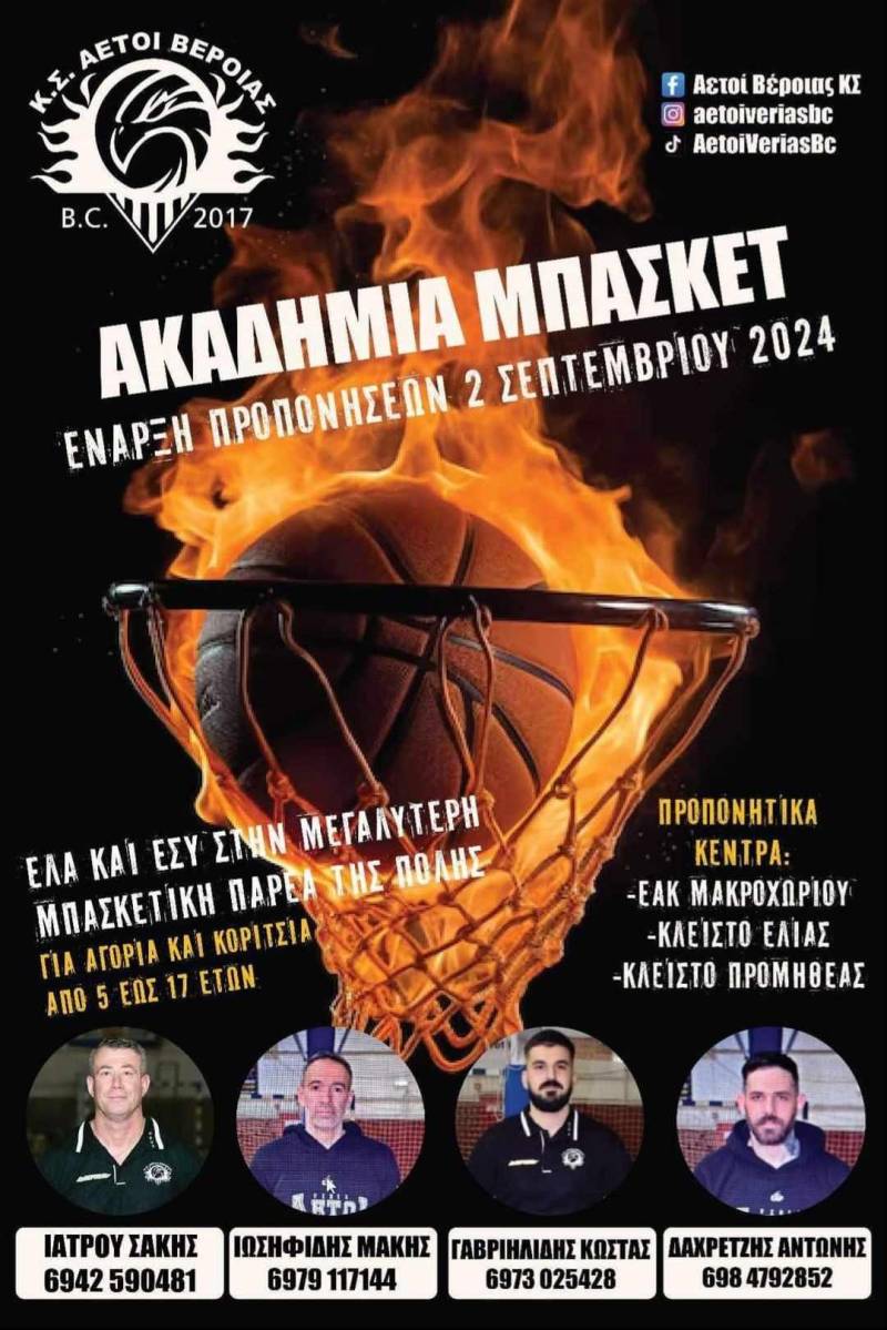 Ξεκίνησαν οι εγγραφές στην Ακαδημία Μπάσκετ των Αετών