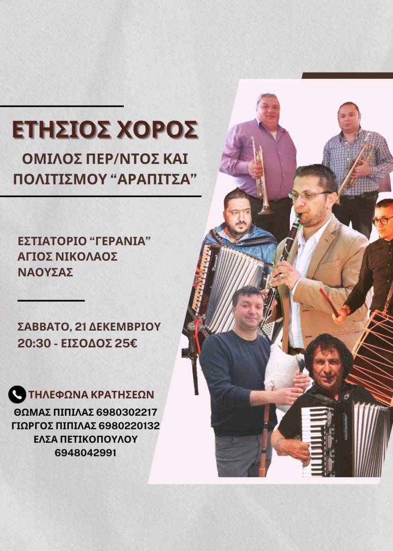 Γιορτή Χορού και Παράδοσης από την “Αράπιτσα” στις 21 Δεκεμβρίου