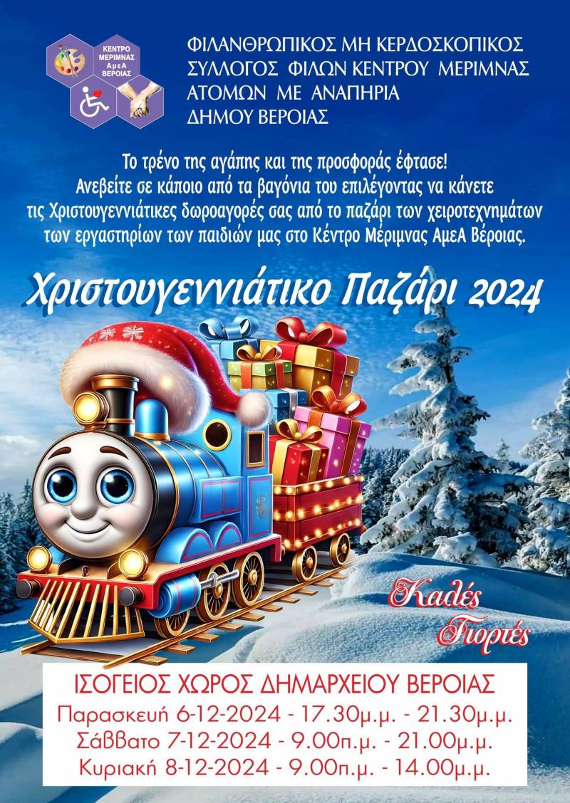 Χριστουγεννιάτικο παζάρι από το Κέντρο Μέριμνας ΑμεΑ Βέροιας