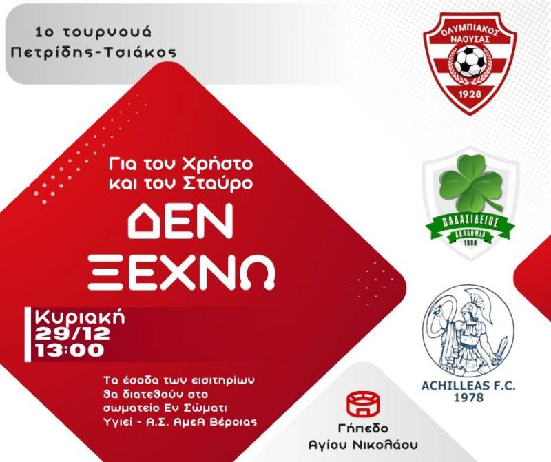 1ο Τουρνουά Ποδοσφαίρου “Πετρίδης-Τσιάκος” με φιλανθρωπικό σκοπό