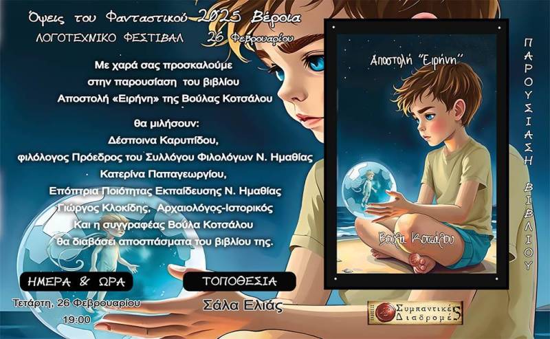 Το βιβλίο «Αποστολή Ειρήνη» της Βούλας Κοτσάλου θα παρουσιαστεί στην Βέροια