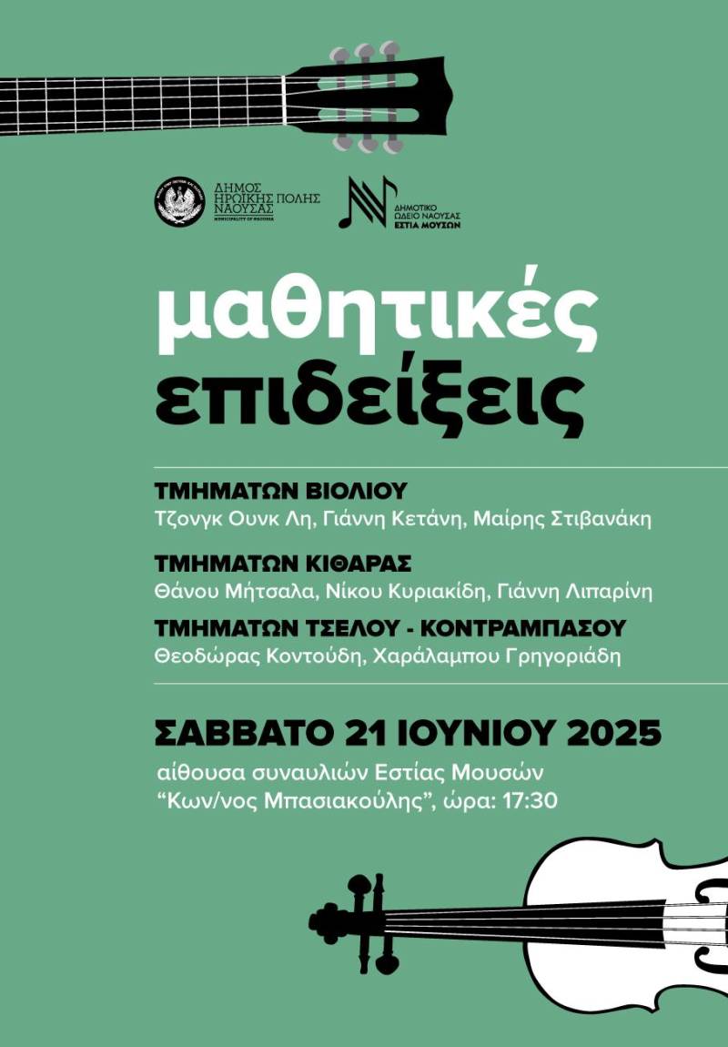 Ευρωπαϊκή Ημέρα Μουσικής – Μαθητική Επίδειξη Ωδείου Νάουσας