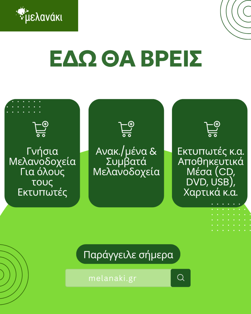 Όλα όσα χρειάζεσαι για τον εκτυπωτή σου στο ΜΕΛΑΝΑΚΙ