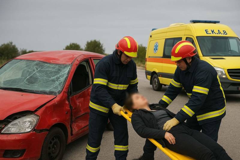 Τροχαίο στον Σταυρό – Απεγκλωβισμός γυναίκας από την Πυροσβεστική