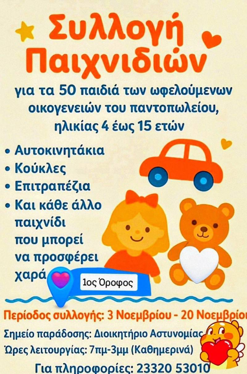 Συλλογή Παιχνιδιών για τα Παιδιά του Κοινωνικού Παντοπωλείου Νάουσας