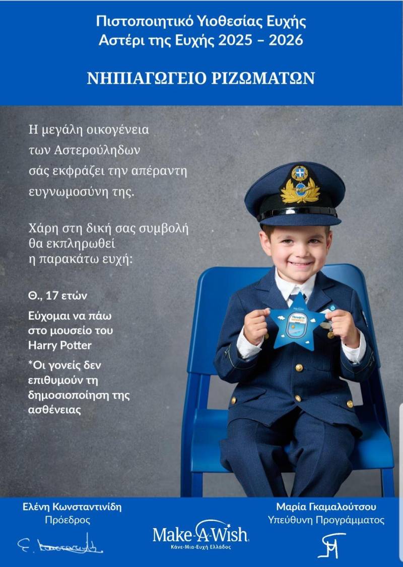 Το Νηπιαγωγείο Ριζωμάτων στηρίζει το Make-A-Wish!