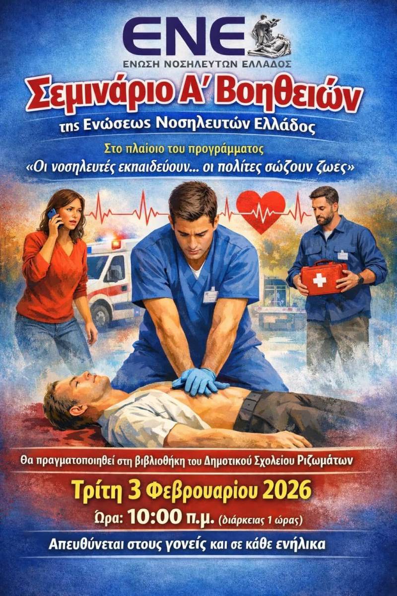 Σεμινάριο Α’ Βοηθειών από την Ένωση Νοσηλευτών Ελλάδος στα Ριζώματα