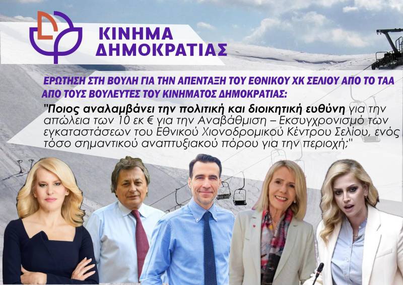 Στη Βουλή η απένταξη των 10 εκατ. ευρώ για το Χιονοδρομικό Κέντρο Σελίου – Ερώτηση βουλευτών του Κινήματος Δημοκρατίας