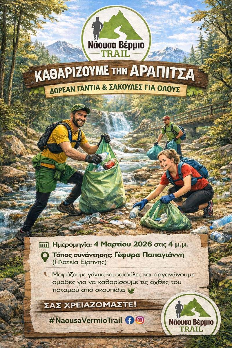 Κάλεσμα εθελοντισμού για τον καθαρισμό της Αράπιτσας από το Νάουσα Βέρμιο Trail