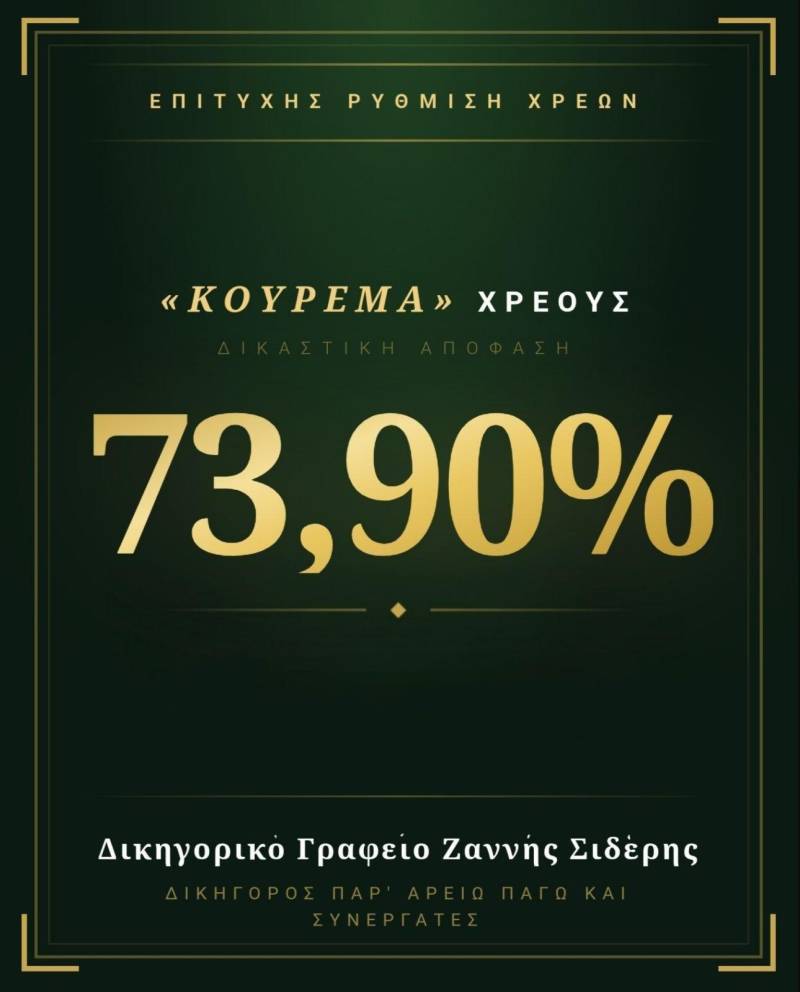Δικαστική απόφαση “κούρεμα” 73,9% σε χρέη ηλικιωμένου ζευγαριού στη Νάουσα
