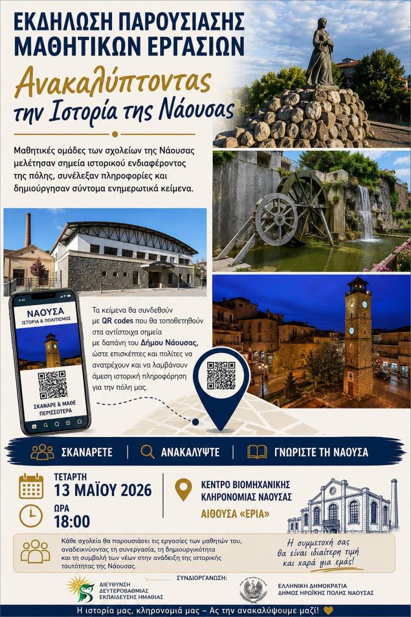 Νάουσα: Μαθητές αναδεικνύουν την τοπική ιστορία μέσα από καινοτόμες δράσεις