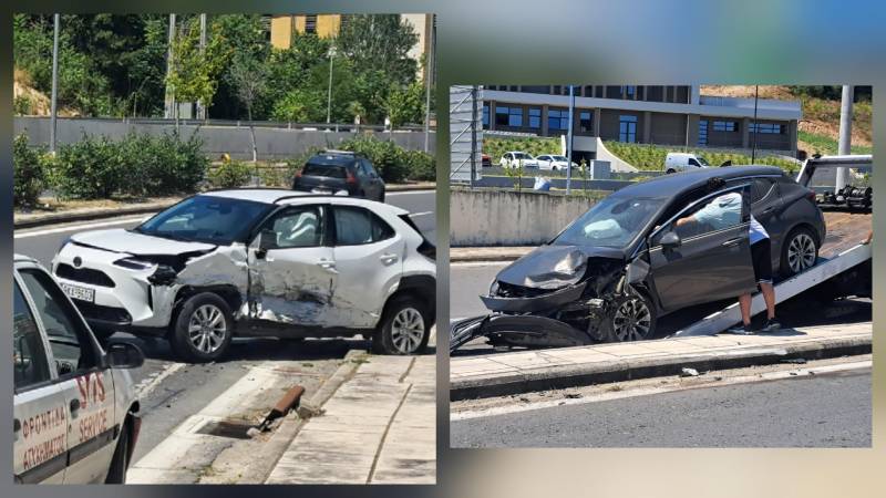 Σφοδρή σύγκρουση δύο Ι.Χ. στην είσοδο της Βέροιας – Από τύχη δεν υπήρξαν τραυματισμοί
