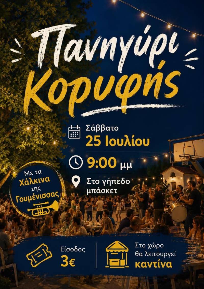 Πανηγύρι στην Κορυφή με τα Χάλκινα της Γουμένισσας στις 25 Ιουλίου