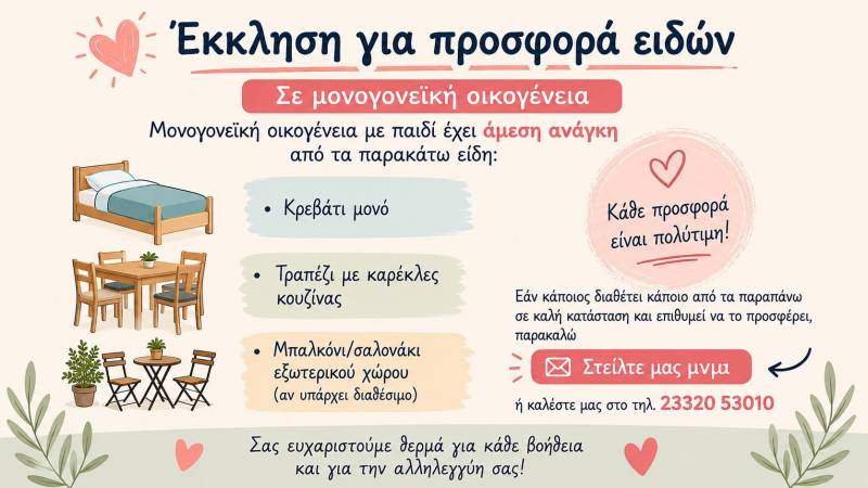 Έκκληση του Κοινωνικού Παντοπωλείου Δήμου Νάουσας για στήριξη μονογονεϊκής οικογένειας