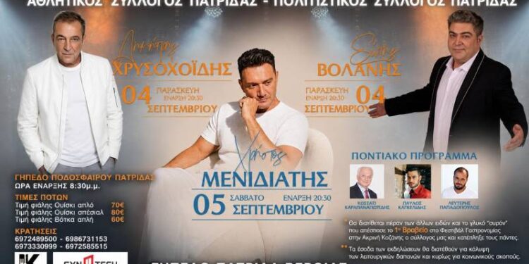 Τριήμερο εκδηλώσεων στην Πατρίδα – «Τιμητικόν Αντάμωμαν», Σώτης Βολάνης και Χρήστος Μενιδιάτης