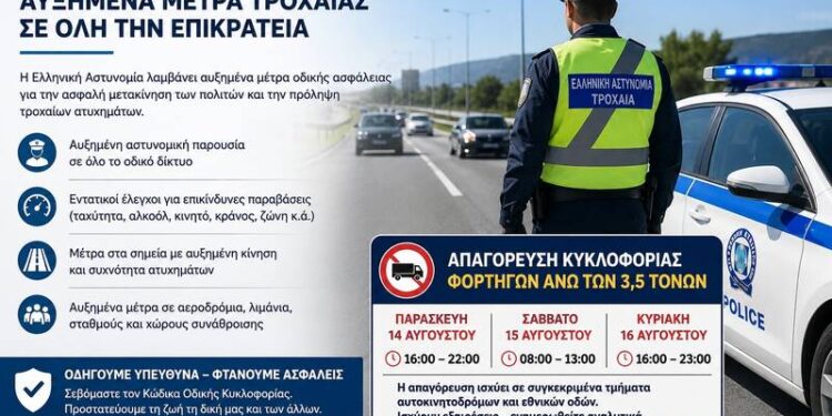 Δεκαπενταύγουστος: Επί ποδός η Τροχαία – Πότε απαγορεύονται τα φορτηγά άνω των 3,5 τόνων