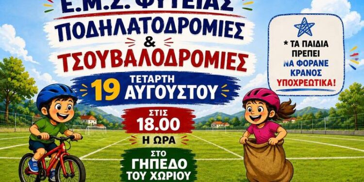 Ποδηλατοδρομίες και τσουβαλοδρομίες για τα παιδιά στη Φυτειά