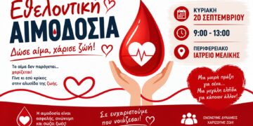 Εθελοντική αιμοδοσία στη Μελίκη στις 20 Σεπτεμβρίου