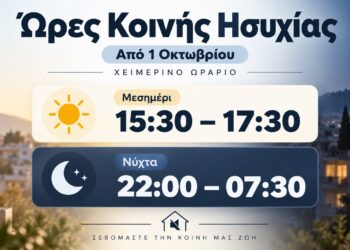 Από την Πέμπτη οι νέες ώρες κοινής ησυχίας