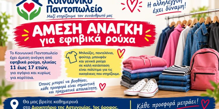 Νάουσα: Ανάγκη για εφηβικά ρούχα στο Κοινωνικό Παντοπωλείο