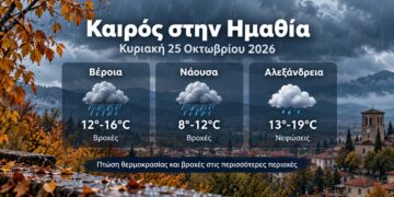 Ημαθία: Βροχές και αισθητή πτώση της θερμοκρασίας την Κυριακή