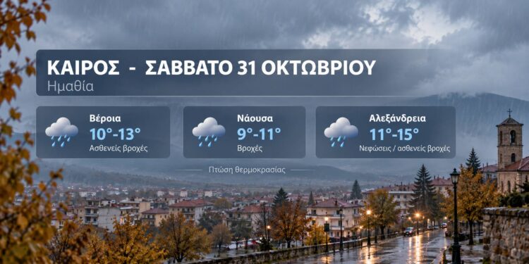 Ημαθία: Βροχές και αισθητή πτώση της θερμοκρασίας το Σάββατο