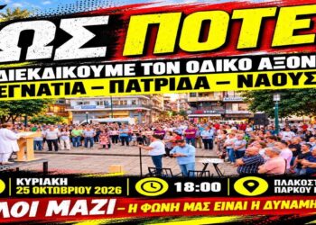 Η Νάουσα διεκδικεί το αυτονόητο: Ολοκλήρωση του οδικού άξονα Εγνατία – Πατρίδα